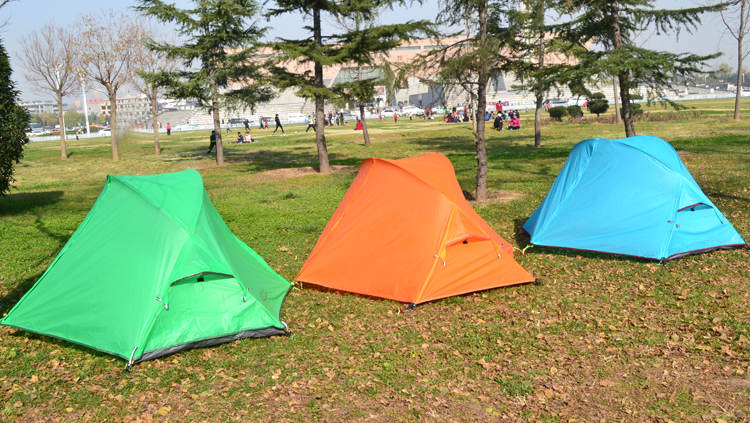 Cheap Goat Tents Ultralight Single Person 2 Door 20D Nylon Silicon Coated Waterproof Windproof Double Layer Two Doors Camping Tent Barraca Tienda   